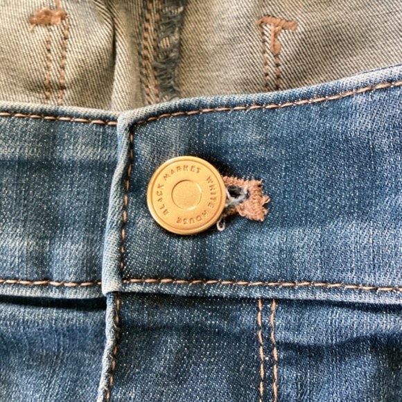 White House Black Market (WHBM) Embroidered Hem The Skinny Crop Jeans Boho - Picture 8 of 14